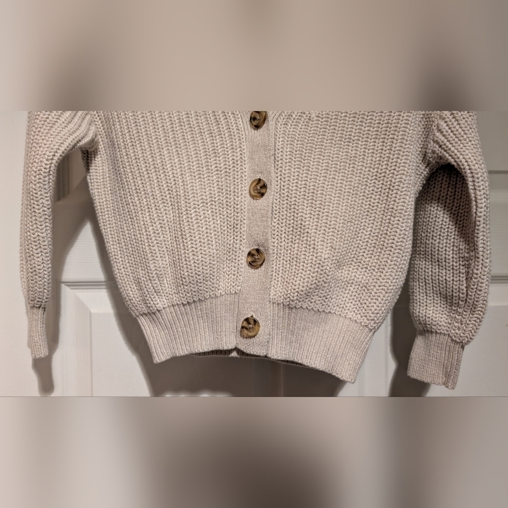 Gap NWT $55 Kids Shaker Stitch Beige Cardigan 100% Cotton Size Small 6-7 NEW! - Picture 3 of 13